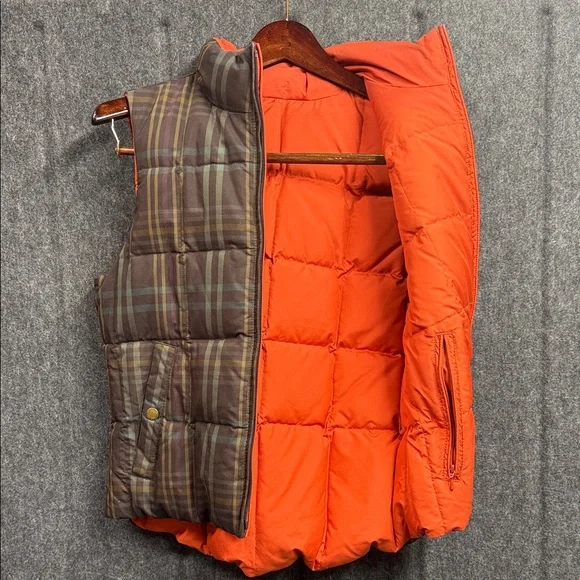 Ralph Lauren Brown Plaid Puffer Vest Reversible - Picture 5 of 7